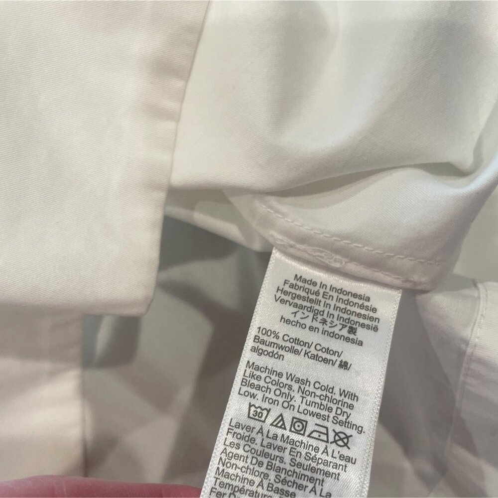 NWT Madewell Women's Sz S White Poplin Lace-Up Top Balloon Sleeves Lightweight - Picture 9 of 10